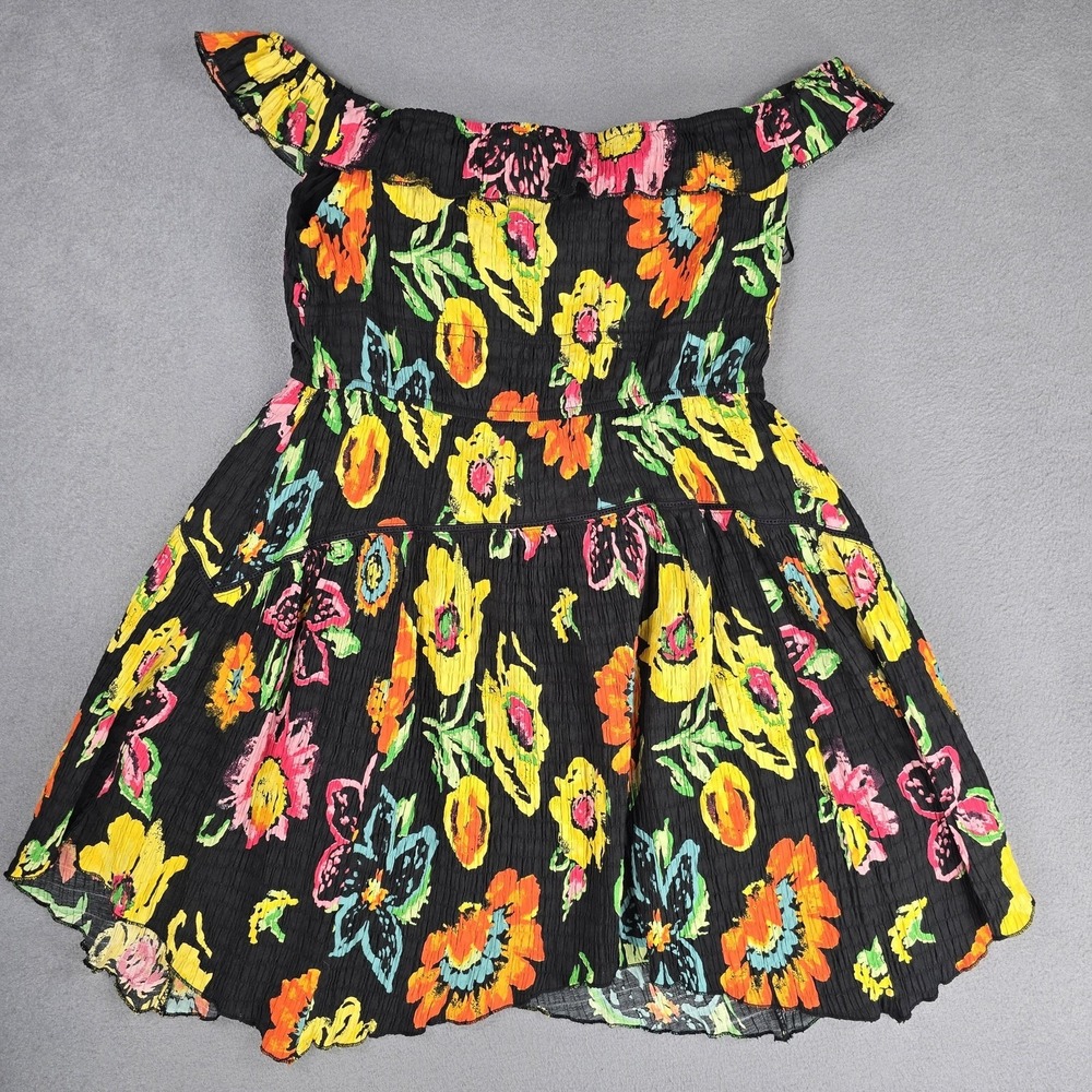 Urban Outfitters Dress Womens Large Black Floral Off Shoulder Smocked Sundress - Picture 3 of 9